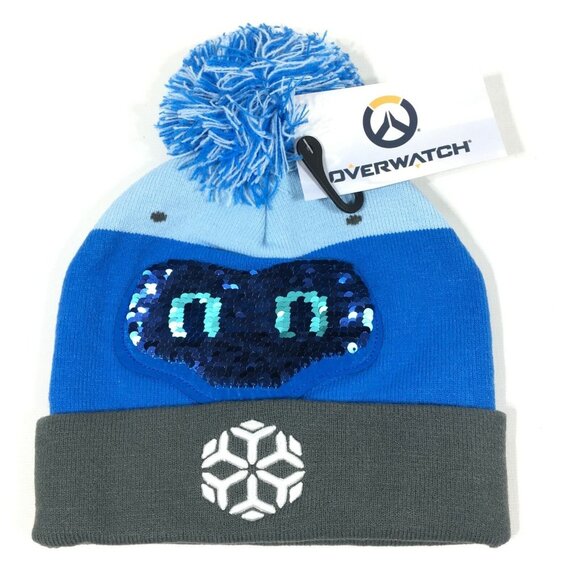 Overwatch Mei Snowball Sequin Beanie Hat Blue One Size Fits Most Blizzard Ent - Picture 1 of 10
